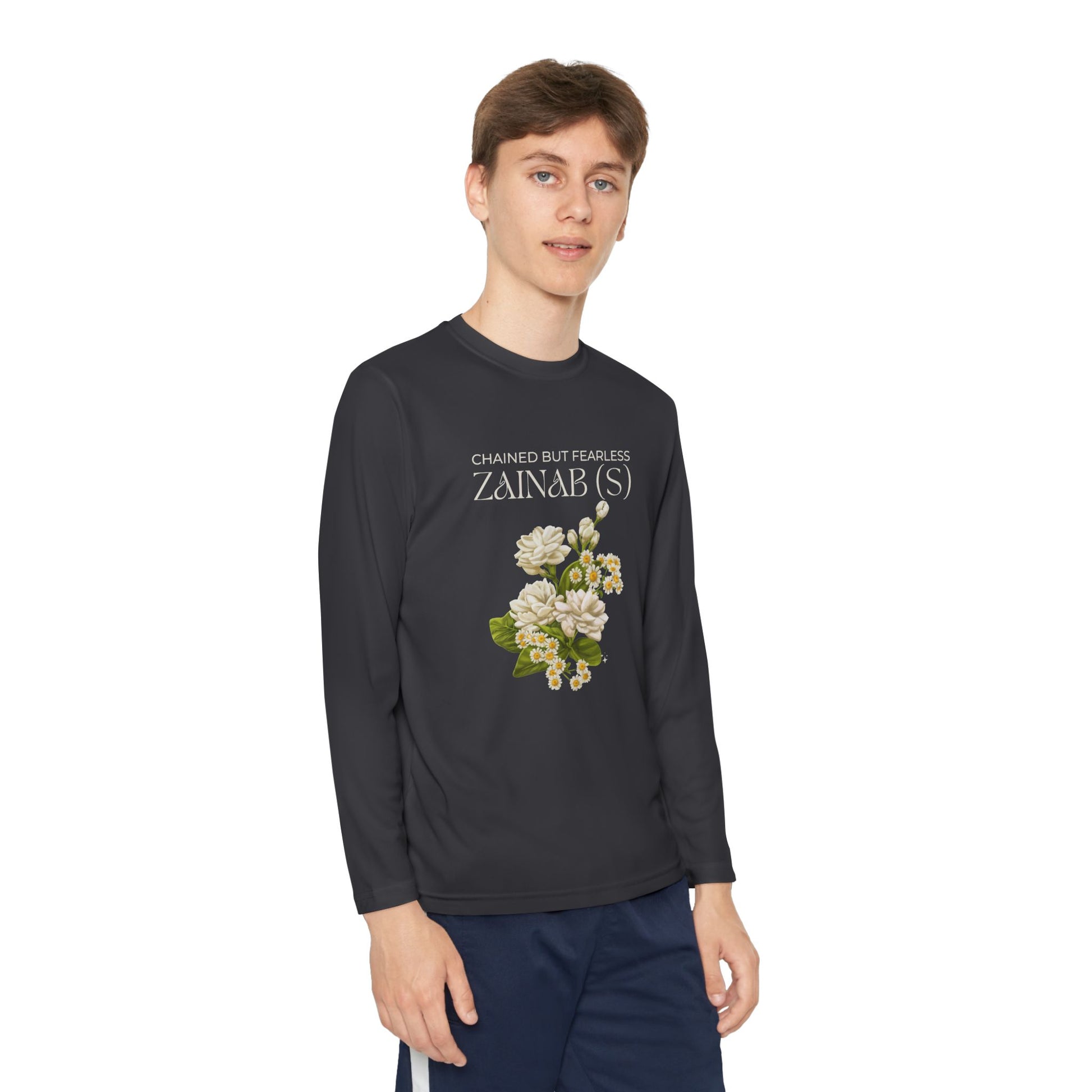 Chained but Fearless - Zainab (S) – Muharram & Arbaeen Edition | Unisex Youth Long Sleeve Competitor Tee