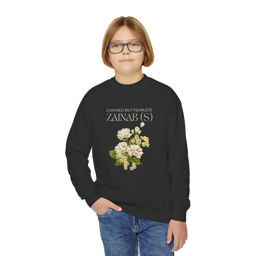 Chained but Fearless - Zainab (S) – Muharram & Arbaeen Edition | Unisex Youth Crewneck Sweatshirt