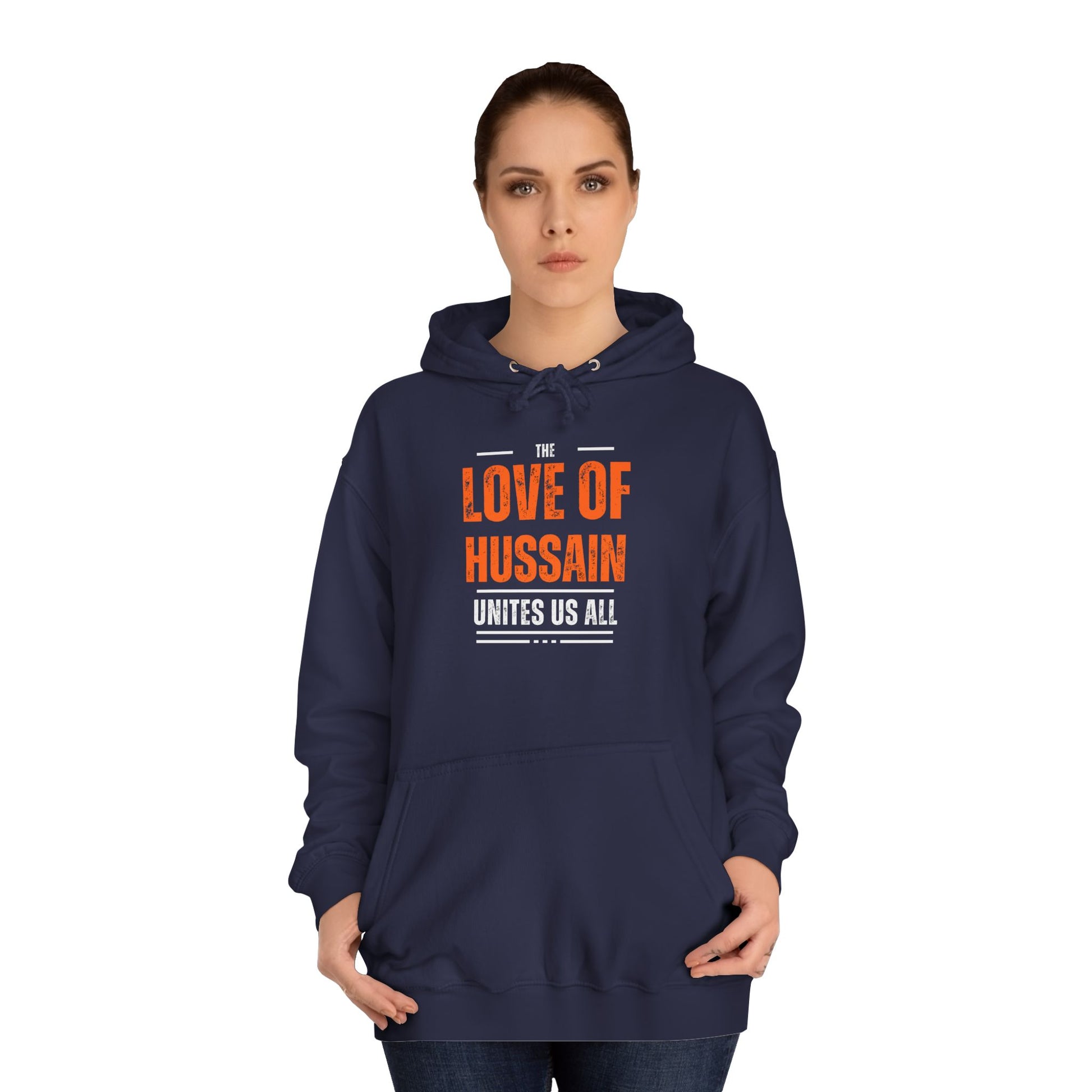 “The Love of Hussain (AS) Unites Us All” – Muharram & Arbaeen Edition | Unisex Adult College Hoodie