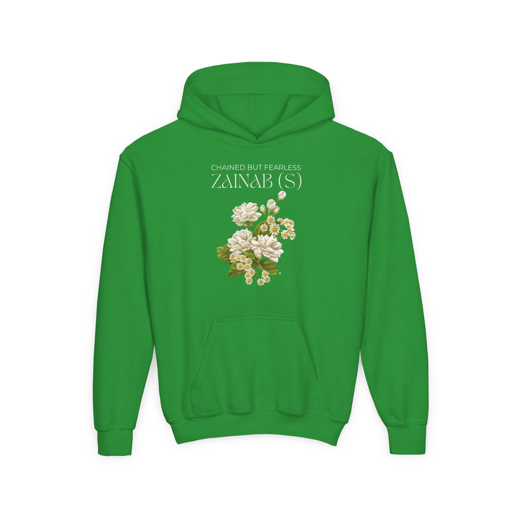 Chained but Fearless - Zainab (S) – Muharram & Arbaeen Edition | Unisex Youth Heavy Blend Hooded Sweatshirt