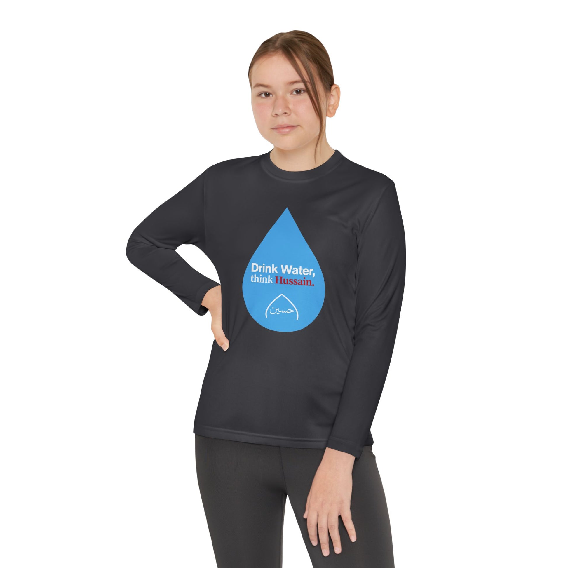 “Drink Water, think Hussain.” – Muharram & Arbaeen Edition | Unisex Youth Long Sleeve Competitor Tee