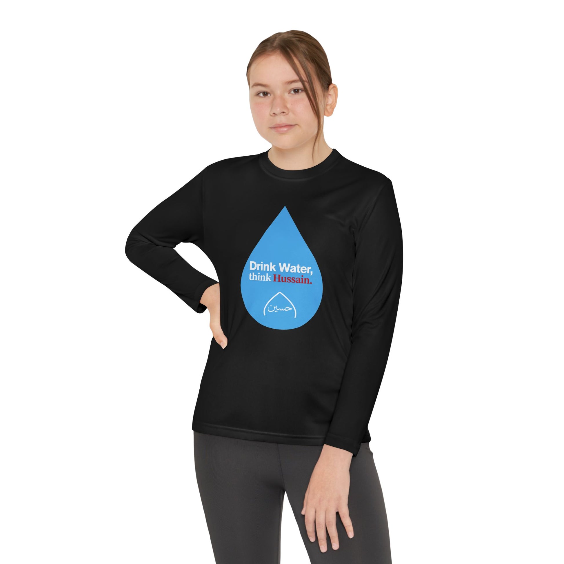 “Drink Water, think Hussain.” – Muharram & Arbaeen Edition | Unisex Youth Long Sleeve Competitor Tee