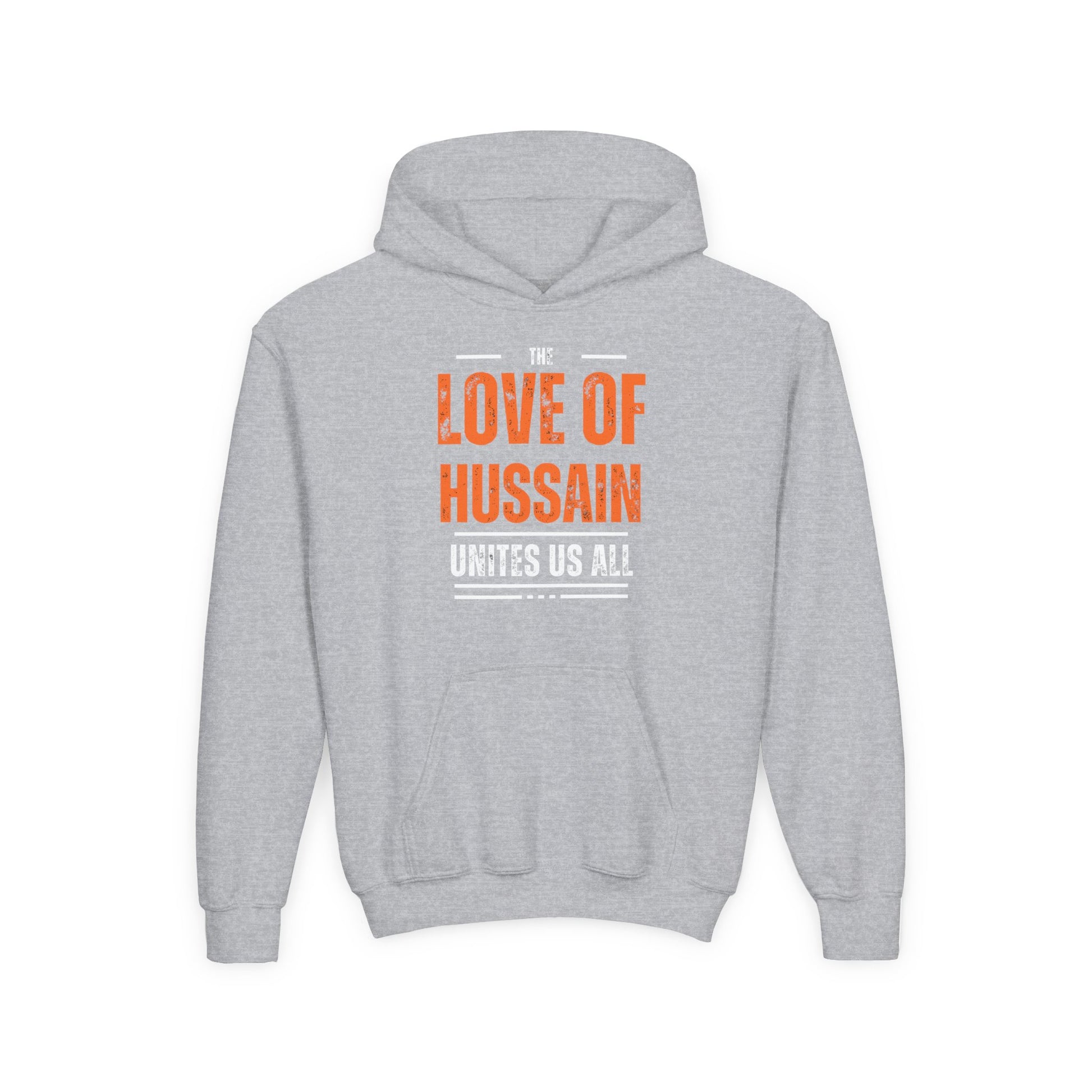 “The Love of Hussain (AS) Unites Us All” – Muharram & Arbaeen Edition | Unisex Youth Heavy Blend Hooded Sweatshirt