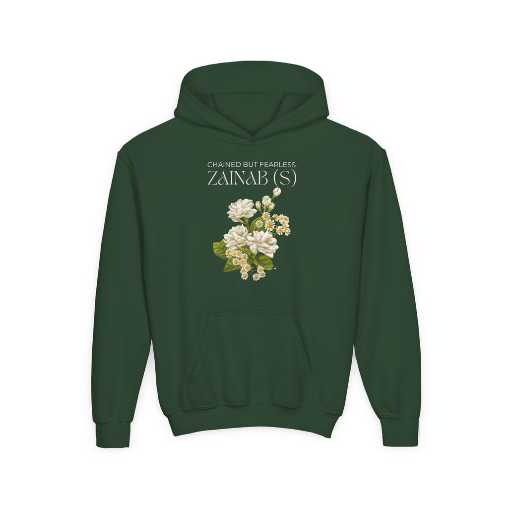 Chained but Fearless - Zainab (S) – Muharram & Arbaeen Edition | Unisex Youth Heavy Blend Hooded Sweatshirt