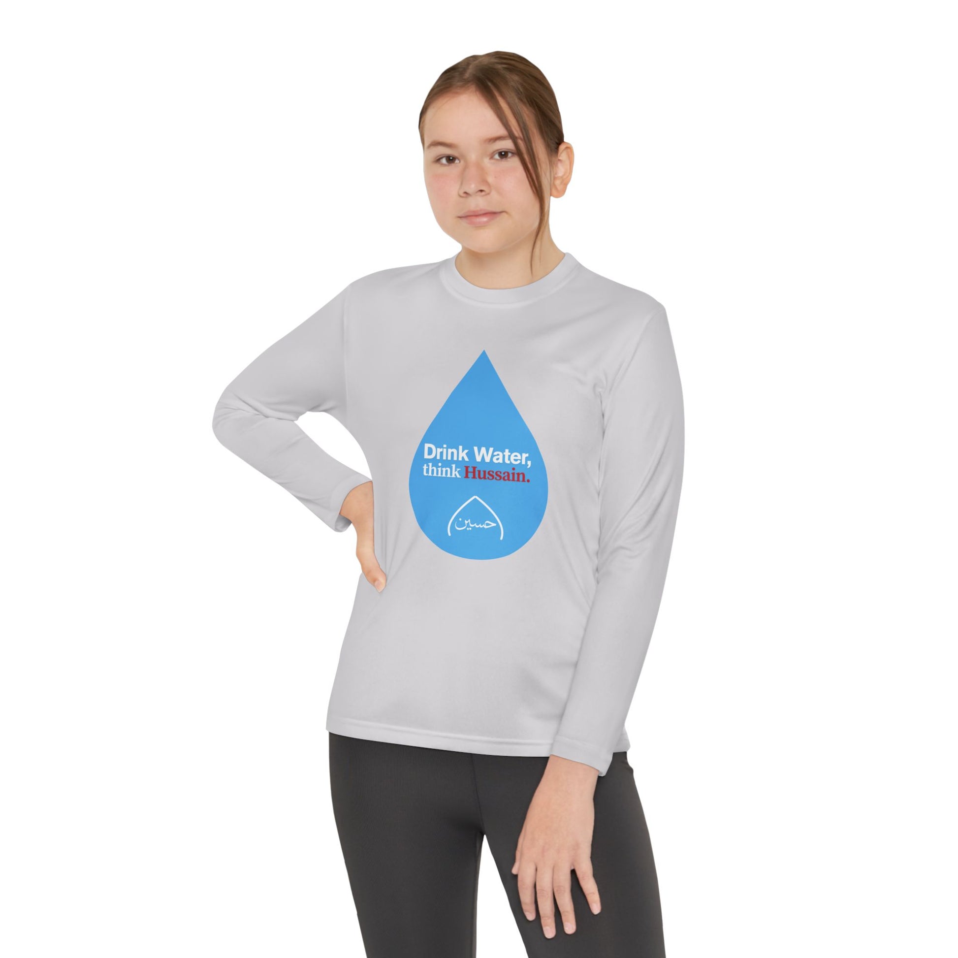 “Drink Water, think Hussain.” – Muharram & Arbaeen Edition | Unisex Youth Long Sleeve Competitor Tee
