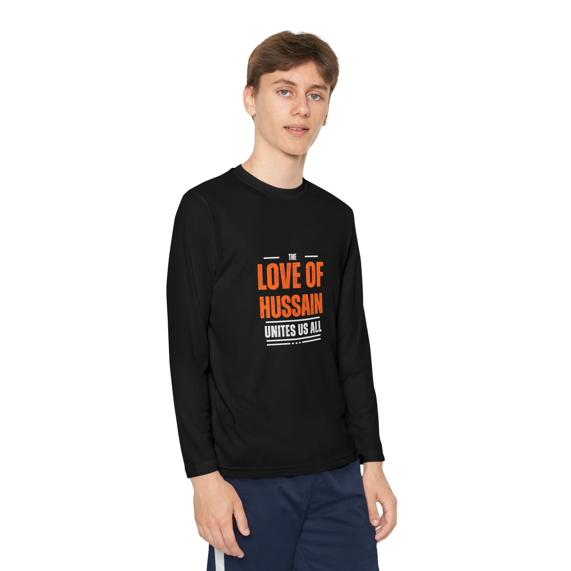 “The Love of Hussain (AS) Unites Us All” – Muharram & Arbaeen Edition | Unisex Youth Long Sleeve Competitor Tee