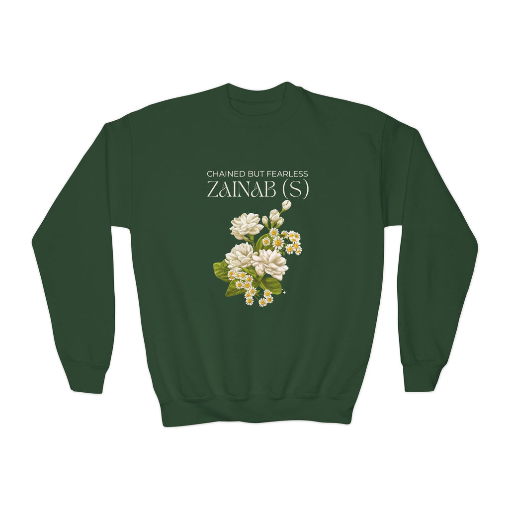 Chained but Fearless - Zainab (S) – Muharram & Arbaeen Edition | Unisex Youth Crewneck Sweatshirt
