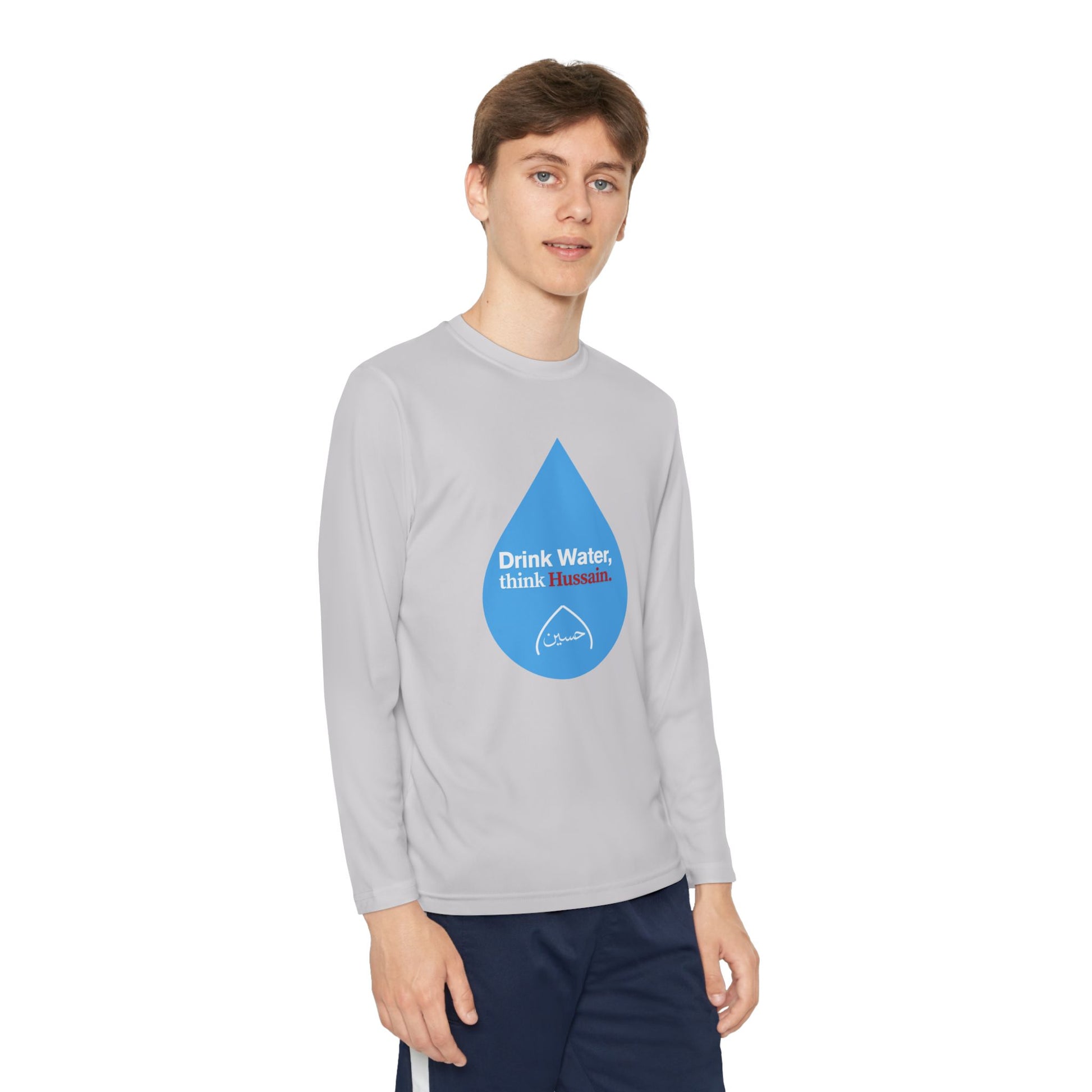 “Drink Water, think Hussain.” – Muharram & Arbaeen Edition | Unisex Youth Long Sleeve Competitor Tee