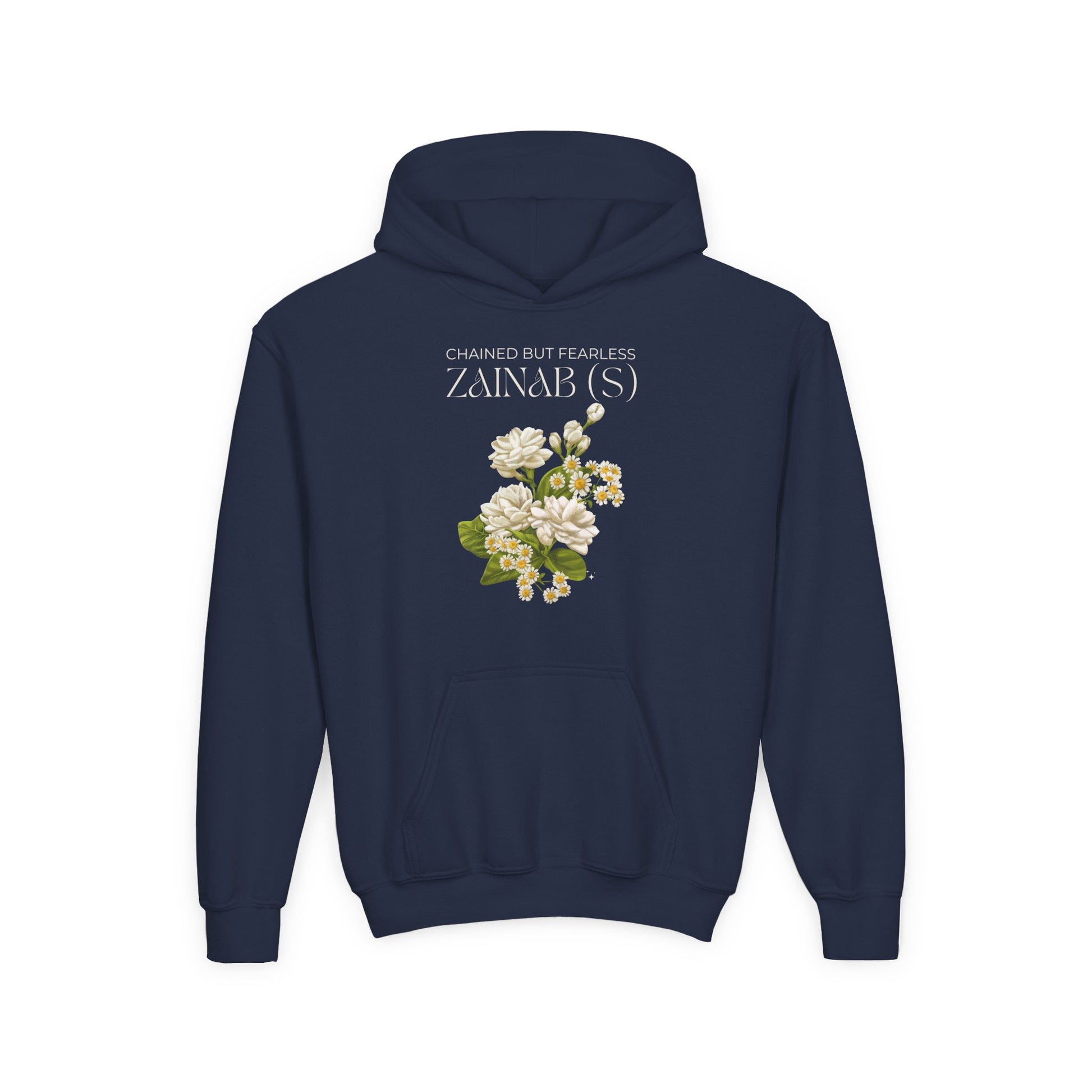 Chained but Fearless - Zainab (S) – Muharram & Arbaeen Edition | Unisex Youth Heavy Blend Hooded Sweatshirt