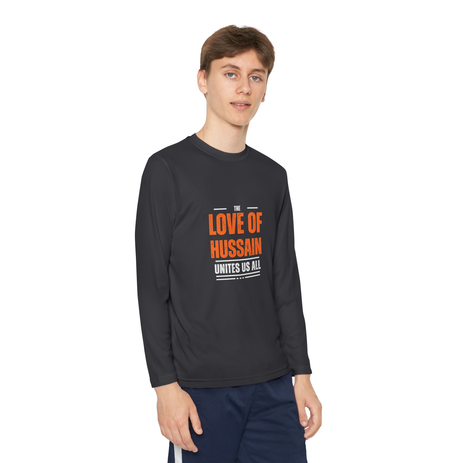 “The Love of Hussain (AS) Unites Us All” – Muharram & Arbaeen Edition | Unisex Youth Long Sleeve Competitor Tee
