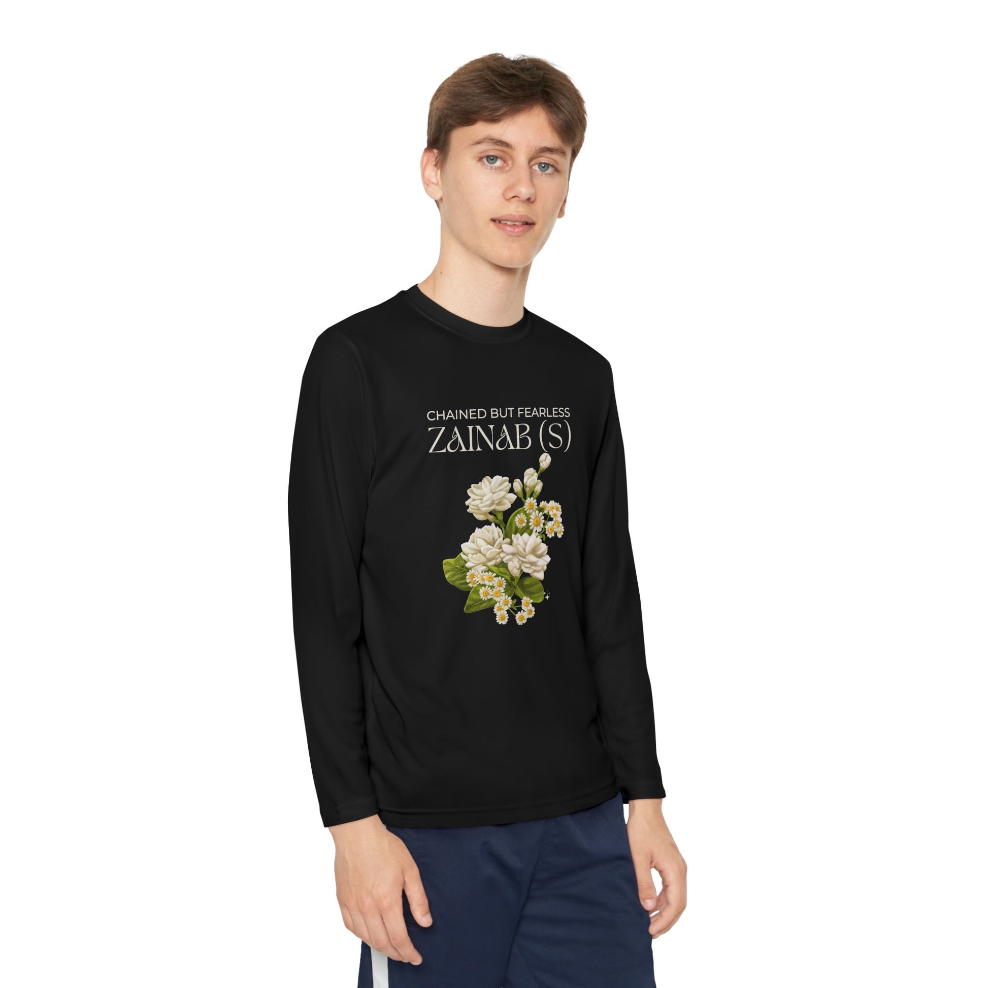 Chained but Fearless - Zainab (S) – Muharram & Arbaeen Edition | Unisex Youth Long Sleeve Competitor Tee