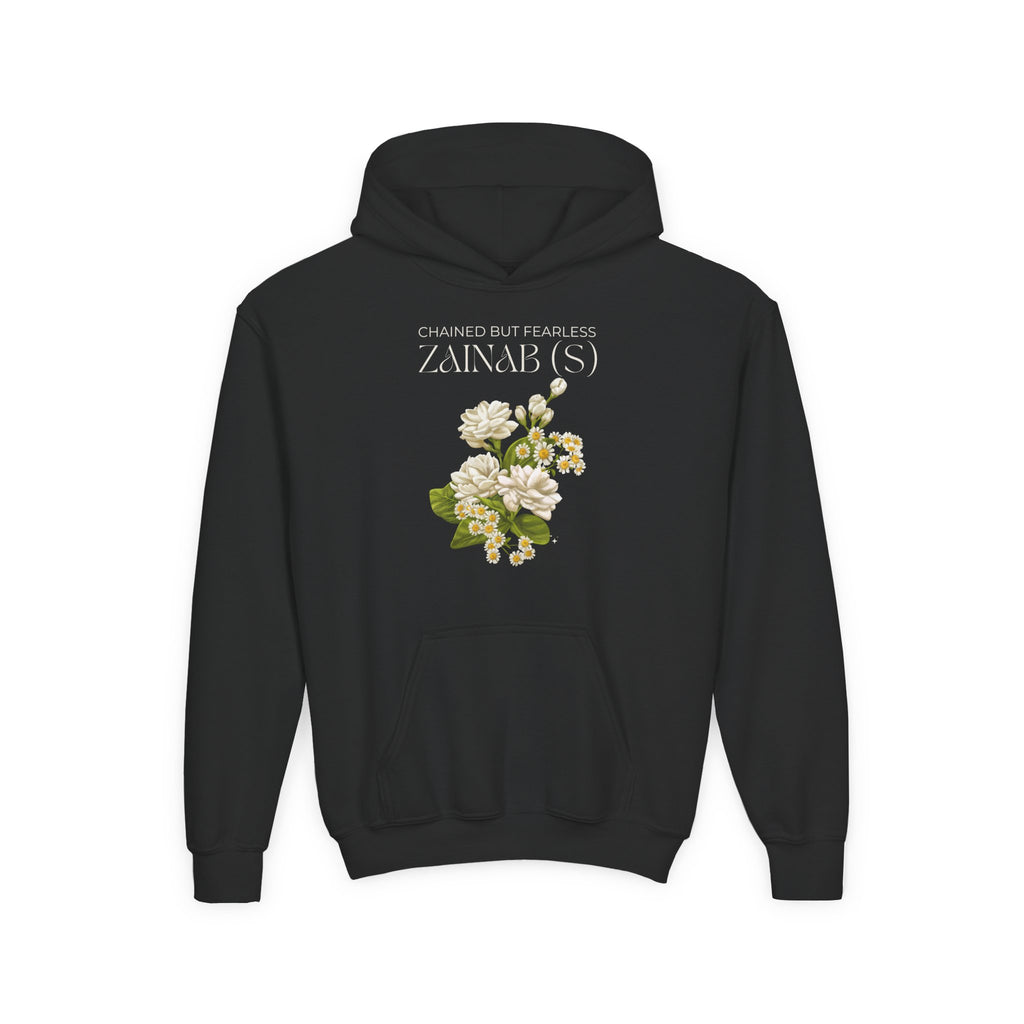 Chained but Fearless - Zainab (S) – Muharram & Arbaeen Edition | Unisex Youth Heavy Blend Hooded Sweatshirt