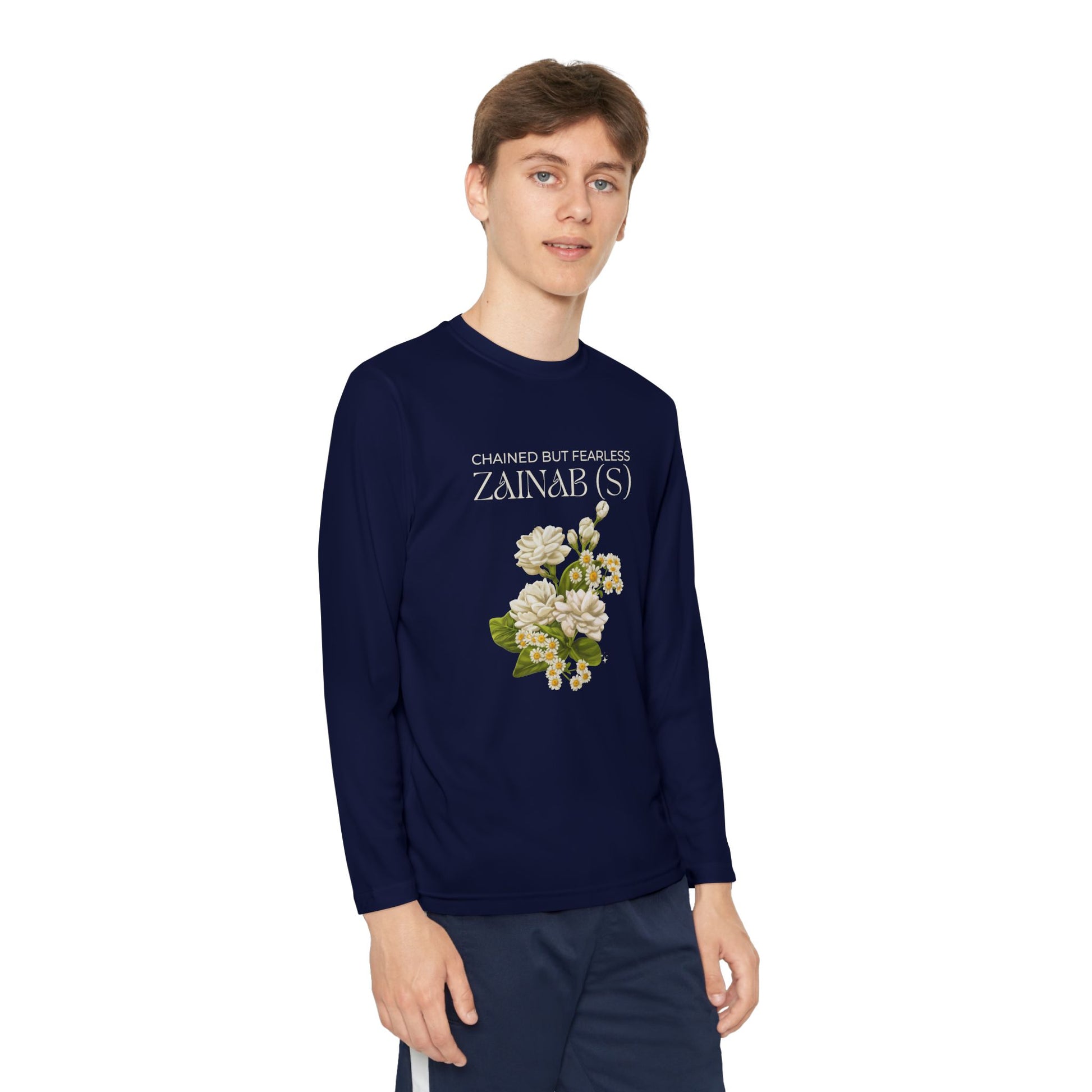 Chained but Fearless - Zainab (S) – Muharram & Arbaeen Edition | Unisex Youth Long Sleeve Competitor Tee