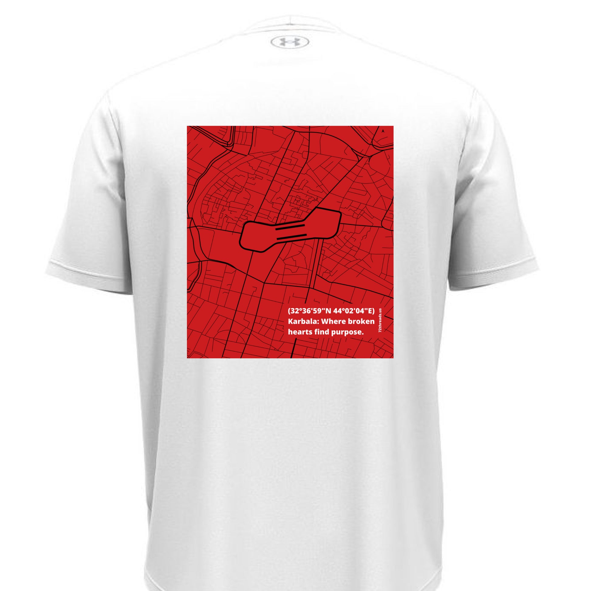 Karbala Map printed on the back of t-shirt under armour