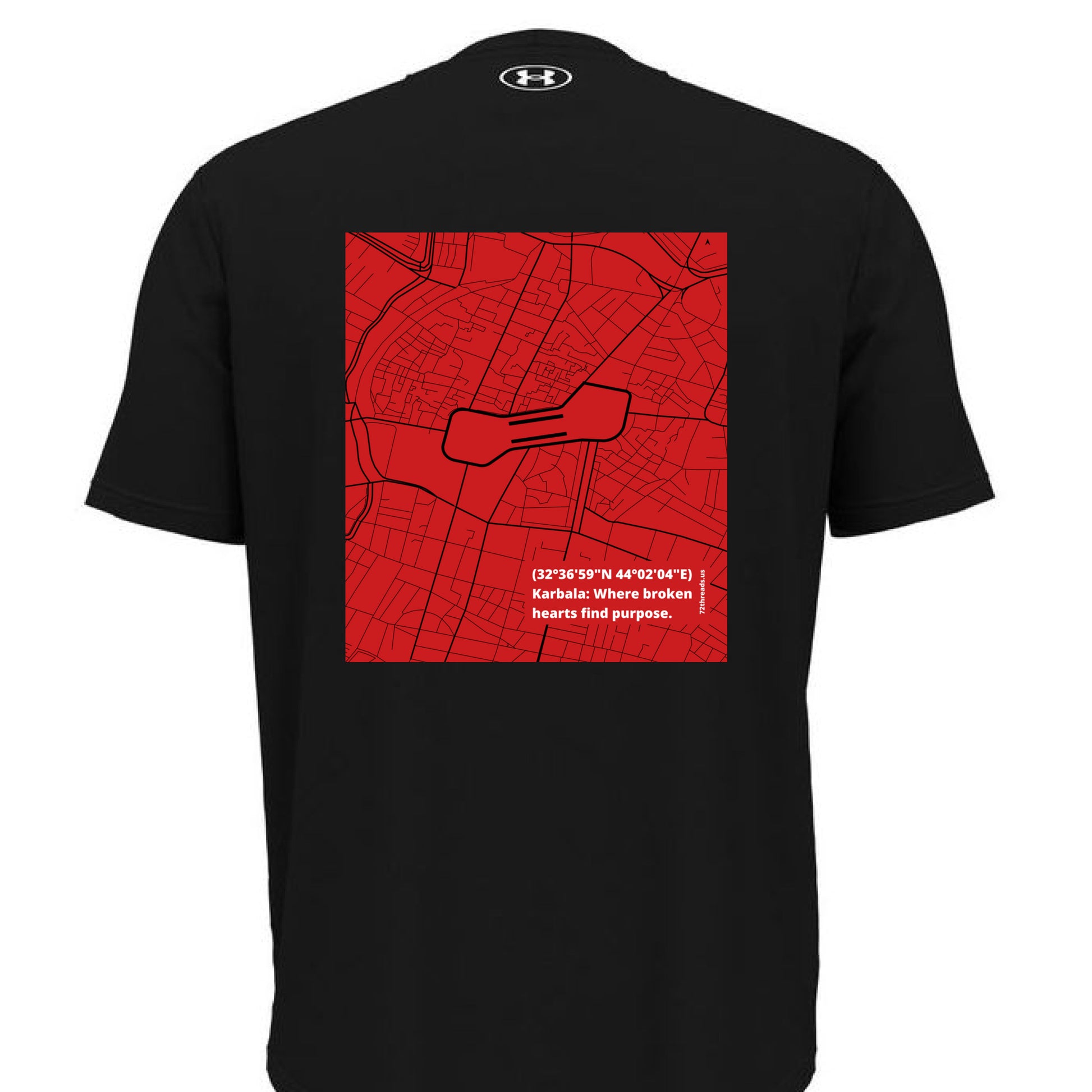 Karbala Map printed on the back oft-shirt under armour
