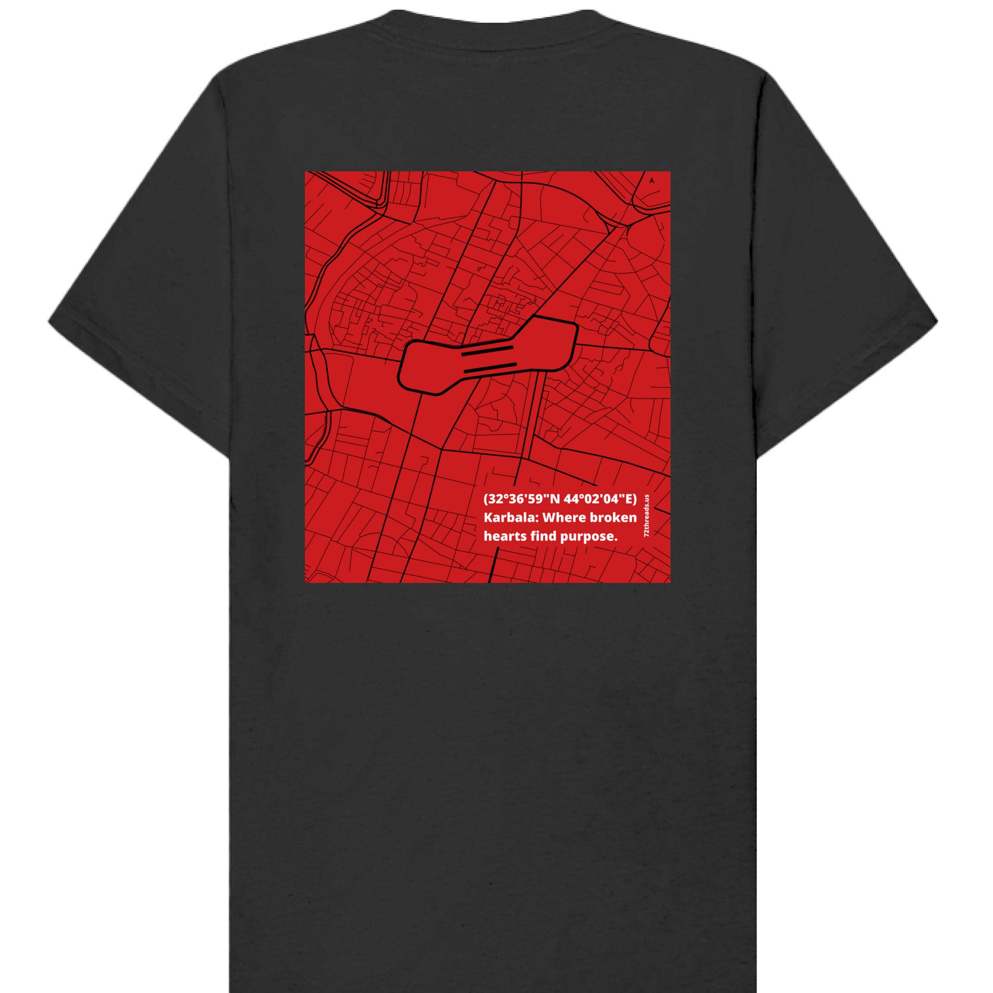 Karbala map printed on dark grey tee