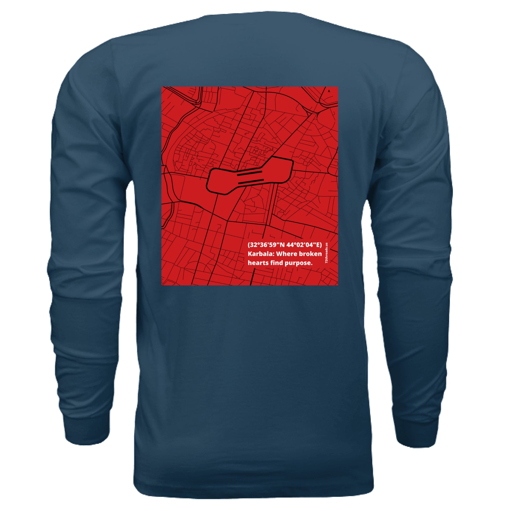 Karbala Map Imam Hussain on back side of the shirt