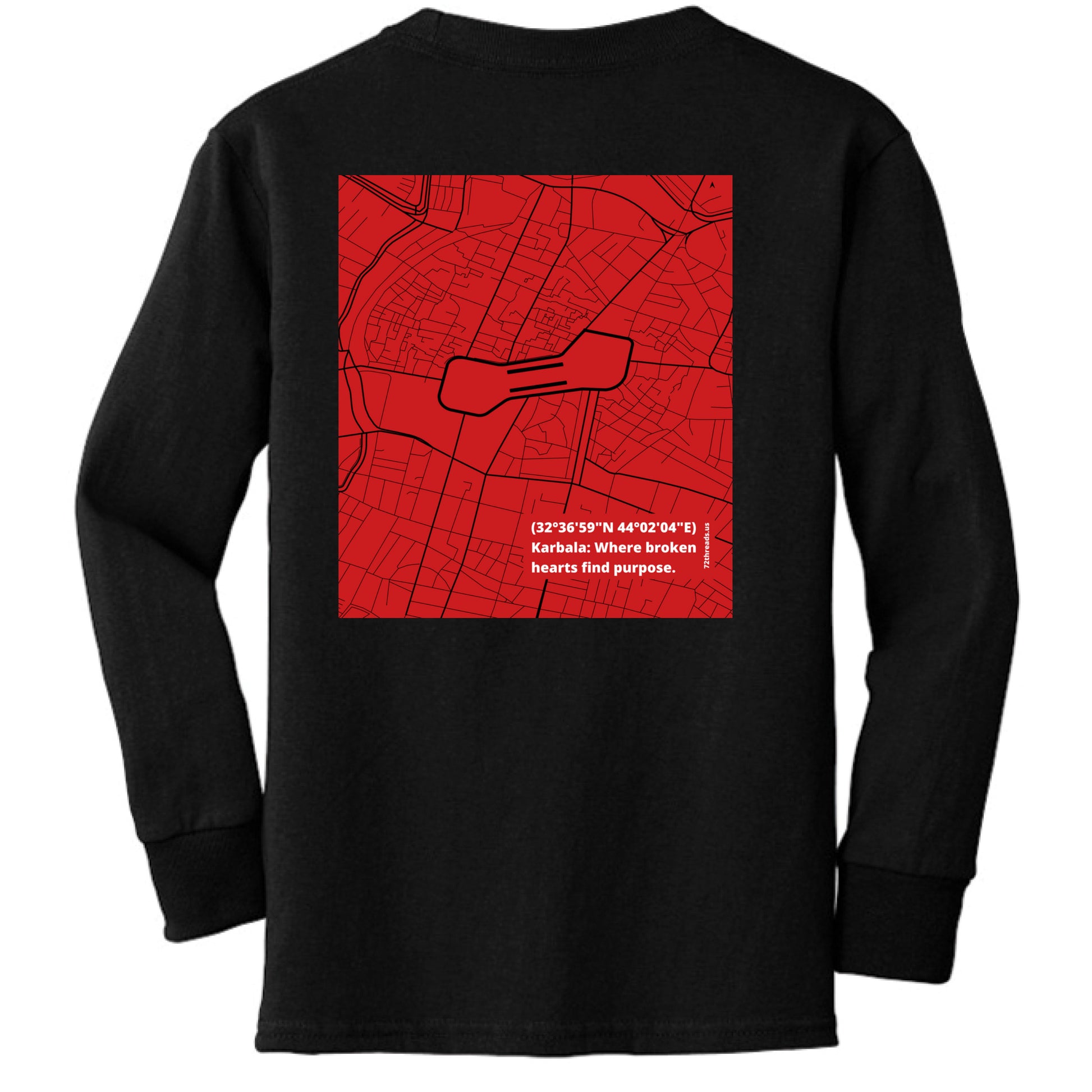 karbala map on black long sleeve